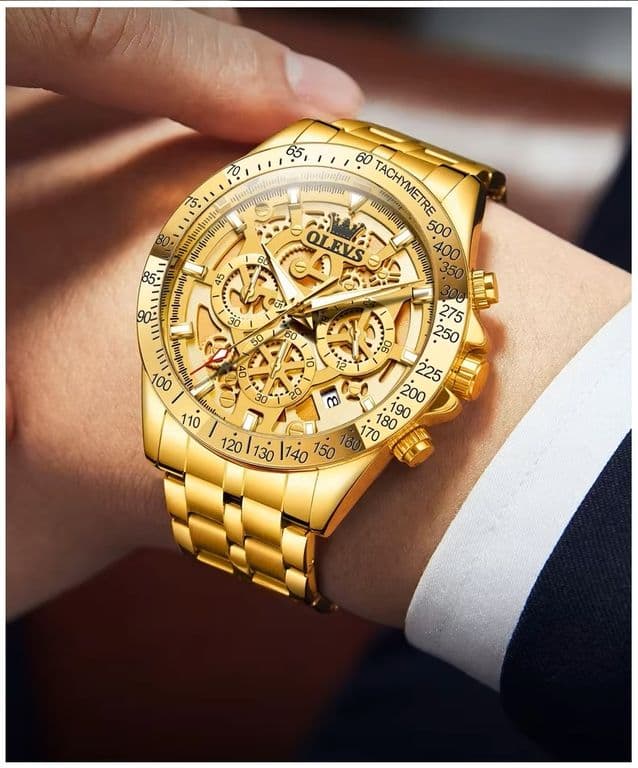 Reloj de Pulsera para Hombre de Lujo Acero Inoxidable Dorado Dorado TALLA UNICA