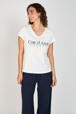 Polera Estampada Zoe Blanco S