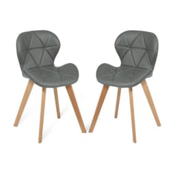 Pack 2 Silla de comedor radar wood asiento ecocuero Gris oscuro