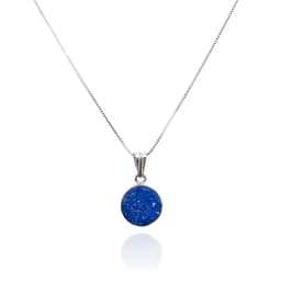 Collar Circulo 12mm Lapislazuli Plata Fina 925 Plateado TALLA UNICA