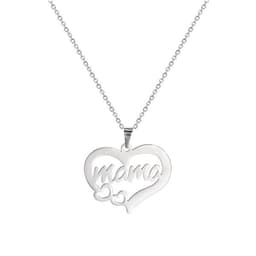 Collar Acero Mama Dos Corazones Plateado Plateado TALLA UNICA