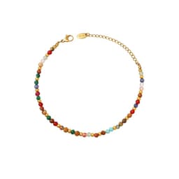 Pulsera Bano Oro Amarillo 18k Piedrecillas Colores Dorado TALLA UNICA