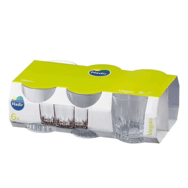 Set 6 Vasos Vidrio 290mL Modelo Vegas Duraderos Hogar
