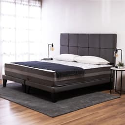 Cama Europea Valencia Premium King Respaldo Atenas Felpa Gris Medio 180x190x70 Cm Resorte Bonell