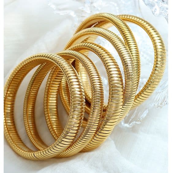 Pulsera Bano Oro Amarillo 18k Esclava Elasticada S Dorado TALLA UNICA