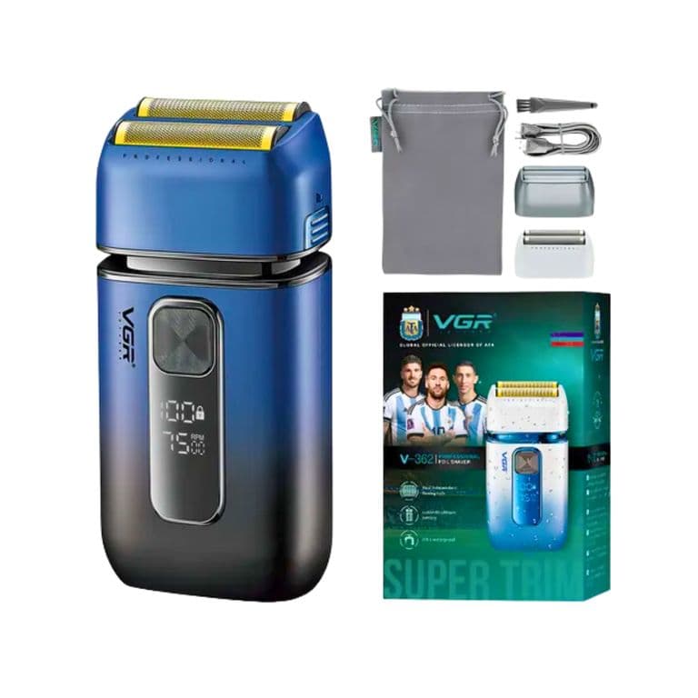 Afeitadora V-362 Electrica 2en1 Trimmer Color Azul