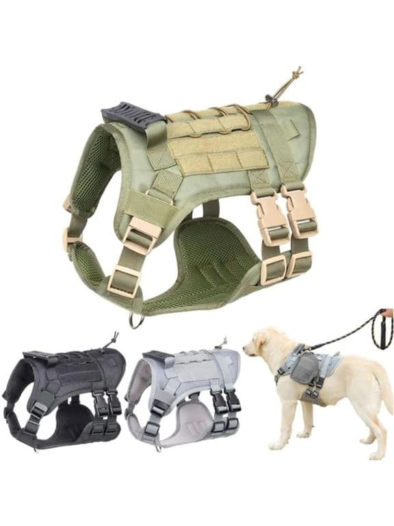 Arnes Tactico Perro Talla S Ajustable Reforzado con Manilla - Verde - S