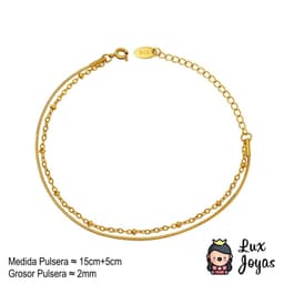 Pulsera Bano Oro Amarillo 18k Topo Cadena Pelotitas Dorado TALLA UNICA