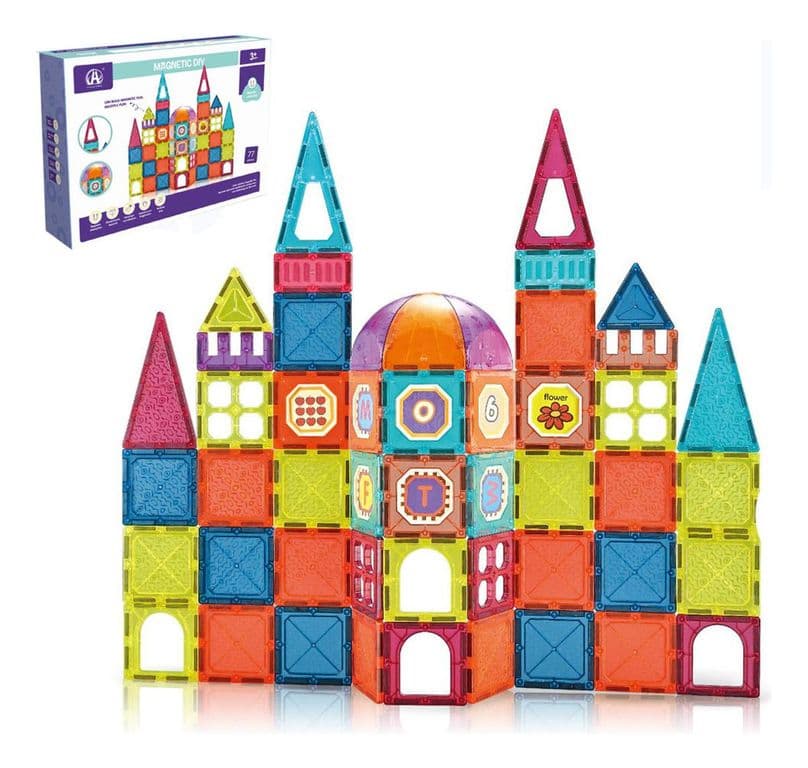 Juego De Bloques Magneticos 77 Piezas Pista Con Pelotas