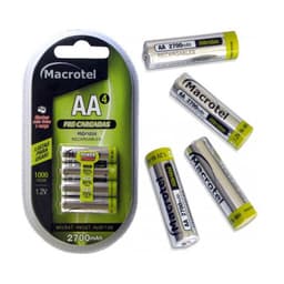 PILAS RECARGABLES AA, 4 UNIDADES, 2700 MAH.