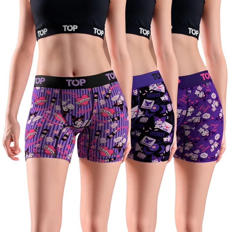 Boxer Medio MUJER Algodon Pack 3 Kuromi C5 Multicolor XS