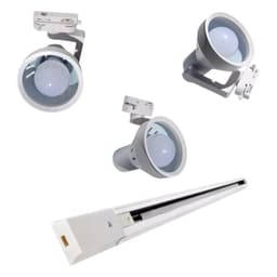 Lampara 3 Focos Blancos con Ampolleta 15W Luz Calida con Riel de 1 mt