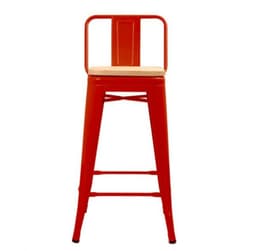 Taburete tolix asiento de madera 77cm Rojo