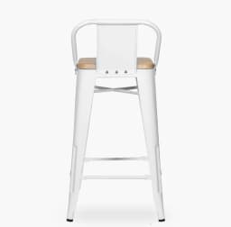 Taburete tolix asiento de madera 77cm Blanco