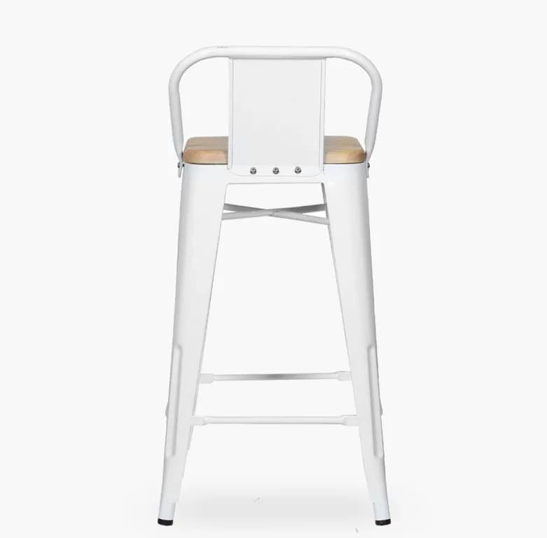 Taburete tolix asiento de madera 77cm Blanco