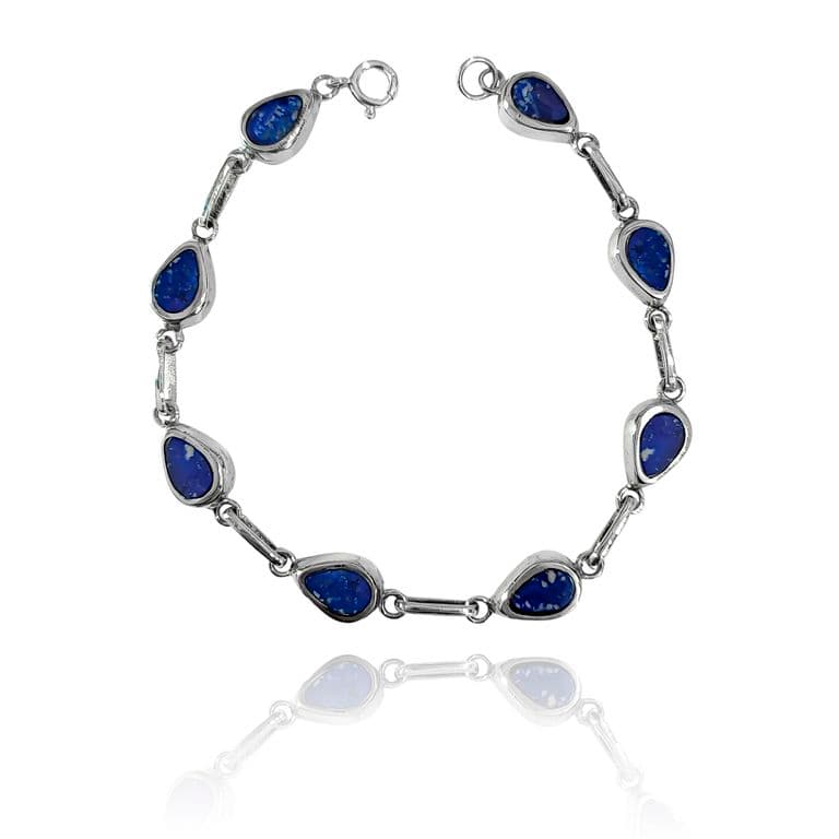 Pulsera Gota Bisel Lapislazuli Plata Fina 950 Azul TALLA UNICA