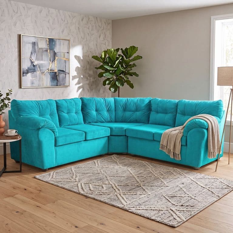 Sofa Seccional Alerce Felpa 2.1.2 - 5 Cuerpos Azul claro