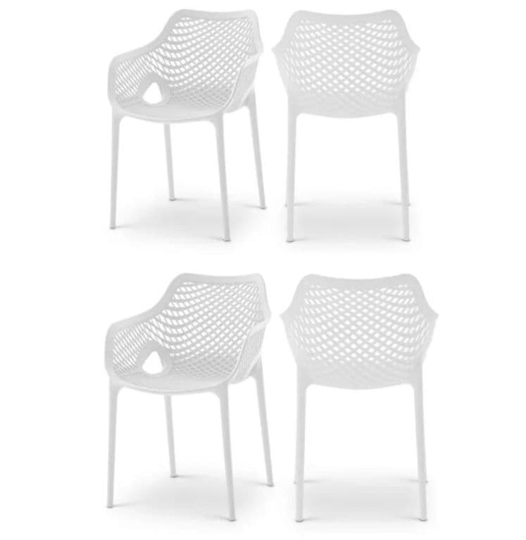Pack 4 Butaca Silla con Apoyabrazos Polipropileno City Blanco