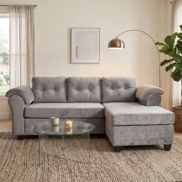 Sofa Seccional Intercambiable 3.1 Queen Felpa Gris claro