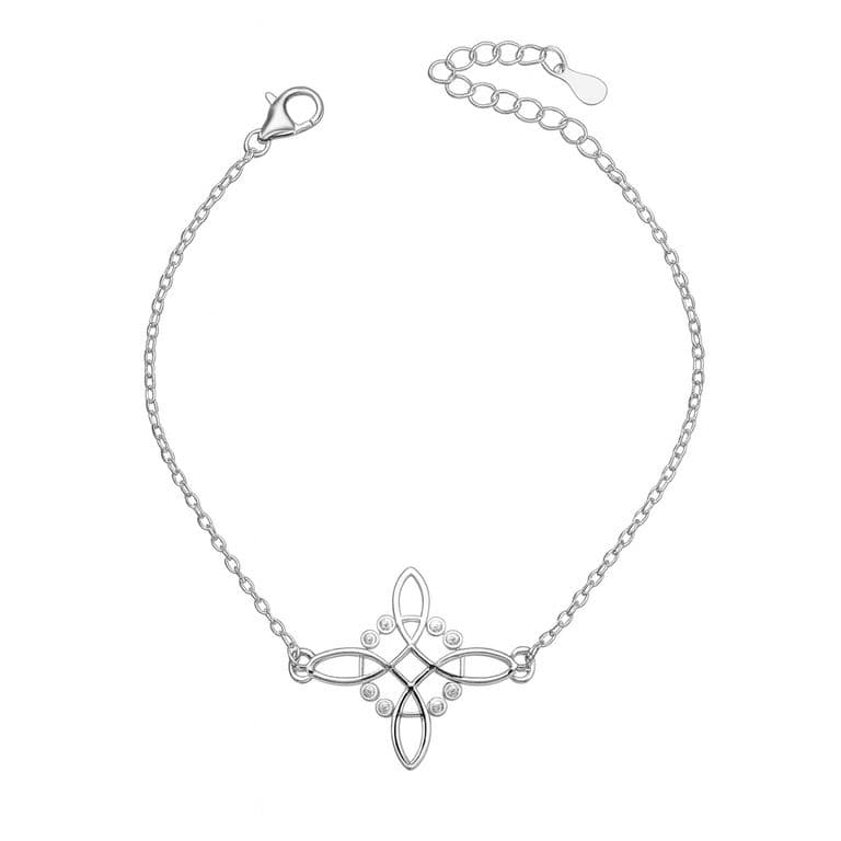 Pulsera Plata 925 Nudo de Bruja Celta Circones Plateado TALLA UNICA