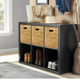 Mueble Organizador Pasco Negro - Con Canastos de Mimbre