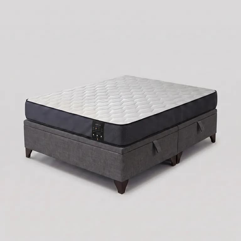 Cama Baul 2 plazas Athenas apertura horizontal gris