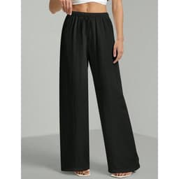 Pantalon Palazzo Tela Liviana Verano Tiro Alto Elasticado Negro S