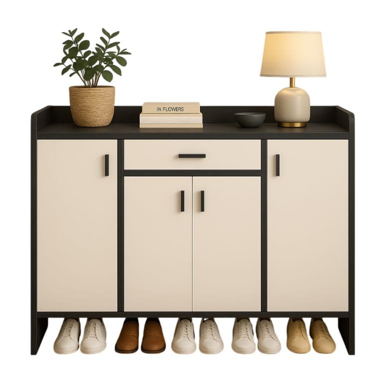 Zapatero 4 Puertas Organizador Estante con Cajon 121x30x80Cm
