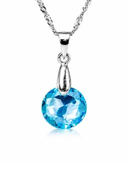 Collar Gran Gracia Plata 925 creado con cristales de Swarovski Aquamarine Celeste TALLA UNICA