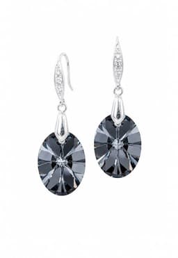 Aros Gran Praga Plata 925 creado cristales de Swarovski Silver Night Negro TALLA UNICA