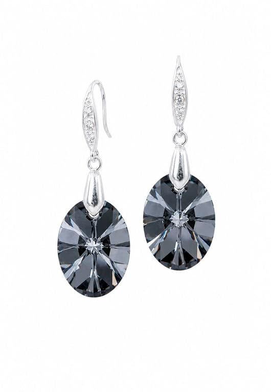 Aros Gran Praga Plata 925 creado cristales de Swarovski Silver Night Negro TALLA UNICA