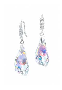 Aros Sofia Plata 925 creado cristales de Swarovski Aurora Boreal Blanco TALLA UNICA