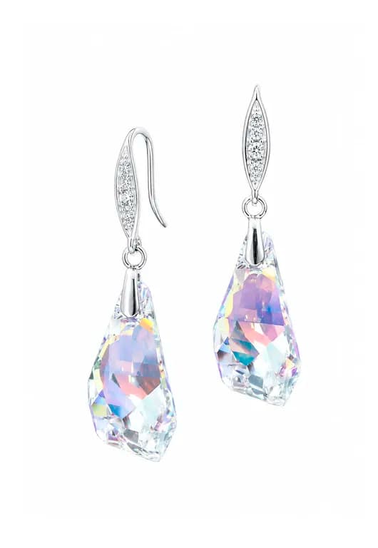 Aros Sofia Plata 925 creado cristales de Swarovski Aurora Boreal Blanco TALLA UNICA
