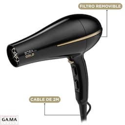 Secador De Pelo Ceramic Ion Bora Gold Color Negro 2200W