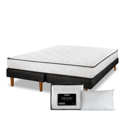 Cama Europea New Simple 2 plazas base dividida + Almohadas + Cubre colchon