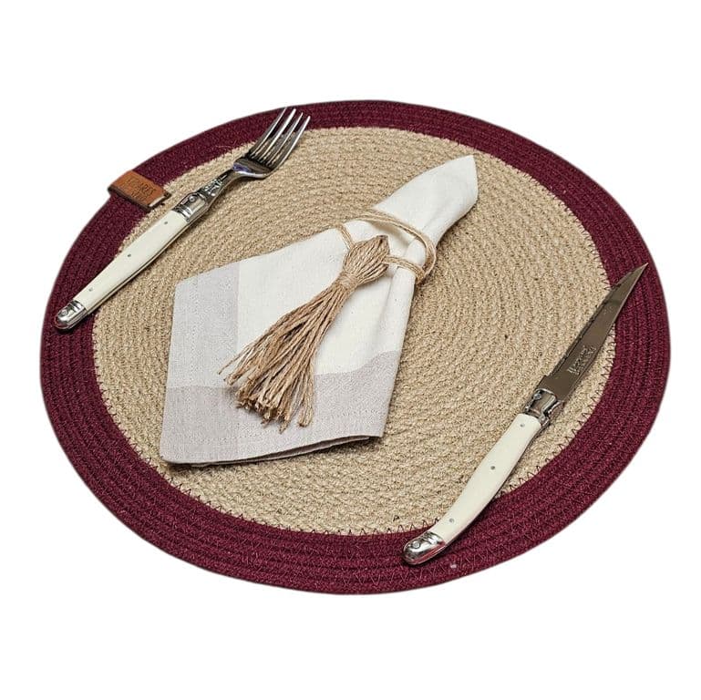 INDIVIDUAL para Mesa Terraza Fibra Natural con Regalo Servilletero