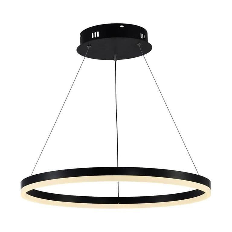 LAMPARA COLGANTE LED REDONDA 30W LUZ CALIDA ARO 50 NEGRO