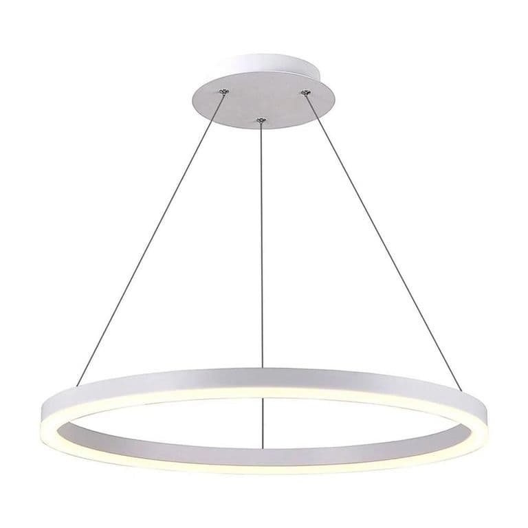 LAMPARA COLGANTE LED REDONDA 24W LUZ CALIDA ARO 40 BLANCA