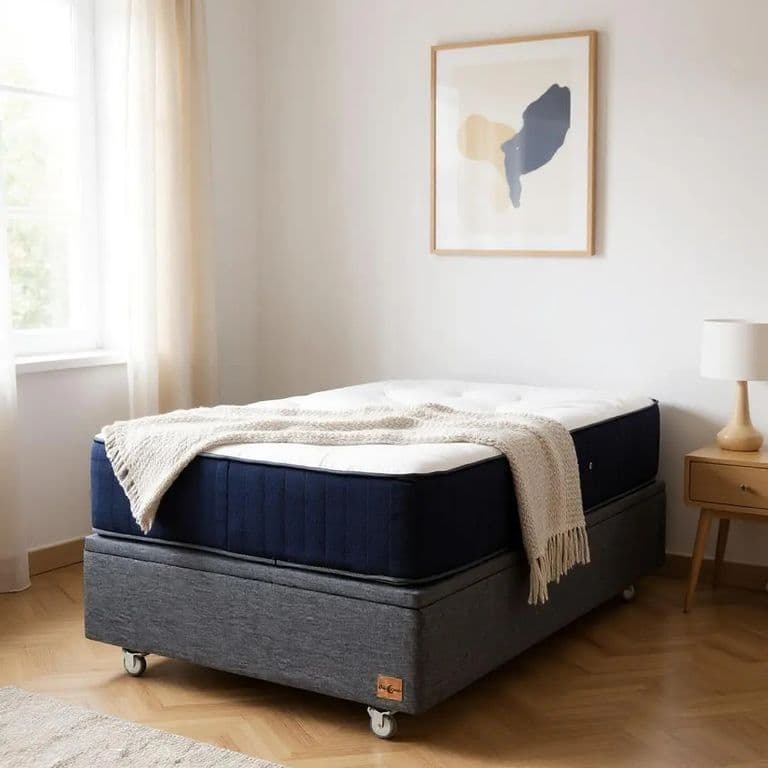 Cama Baul 1.5 Plaza L200 + Colchon CIC PREMIUM/ Ruedas PYTON (Gris)