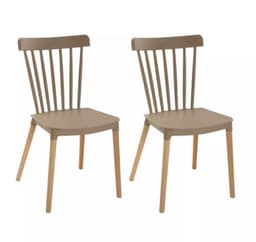 Pack 2 Silla de comedor windsor de polipropileno Beige