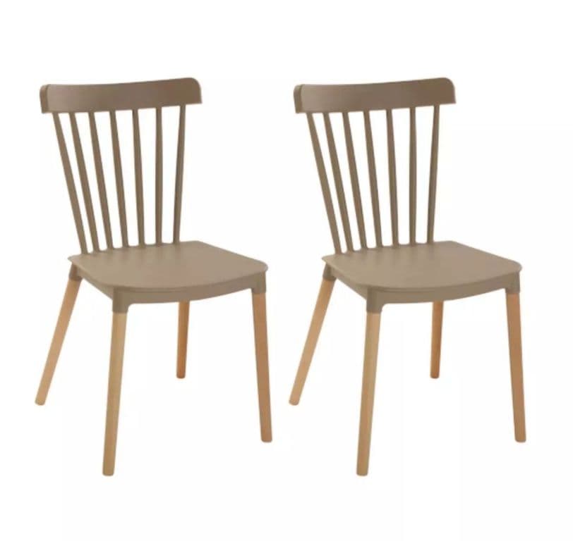 Pack 2 Silla de comedor windsor de polipropileno Beige