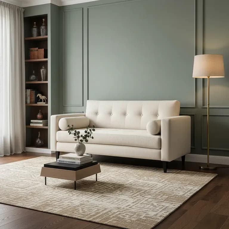 Sofa 3 Cuerpos Retro - Tela Repelente a Liquidos - Facil Limpieza Crema