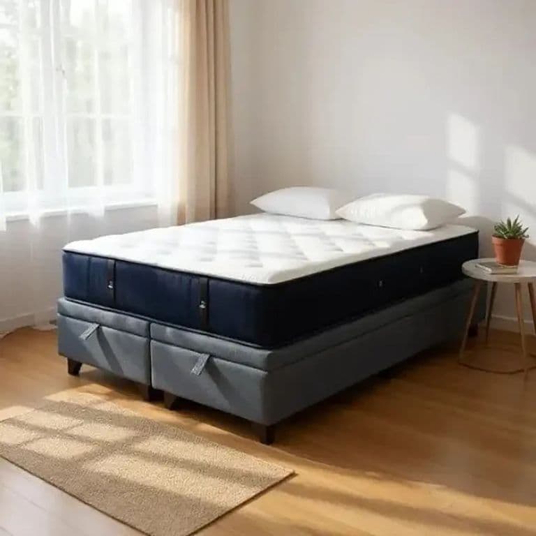 Cama Baul King + Colchon CIC PREMIUM Patas de Madera 11CM Gris