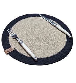 Set 6 Individuales 33 cm Mesa Terraza Mantel Yute Algodon Hecho a Mano