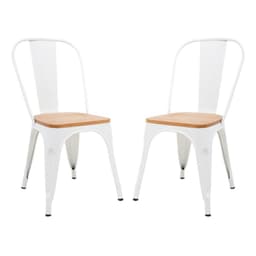Pack 2 Silla Tolix con asiento de madera - Negro Blanco