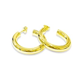 Aros Argollas Tubo Redondo 30mm Enchapado Oro 18K Dorado TALLA UNICA