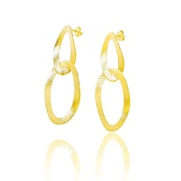 Aros Miranda Ovalos Enchapados Oro 18K Dorado TALLA UNICA