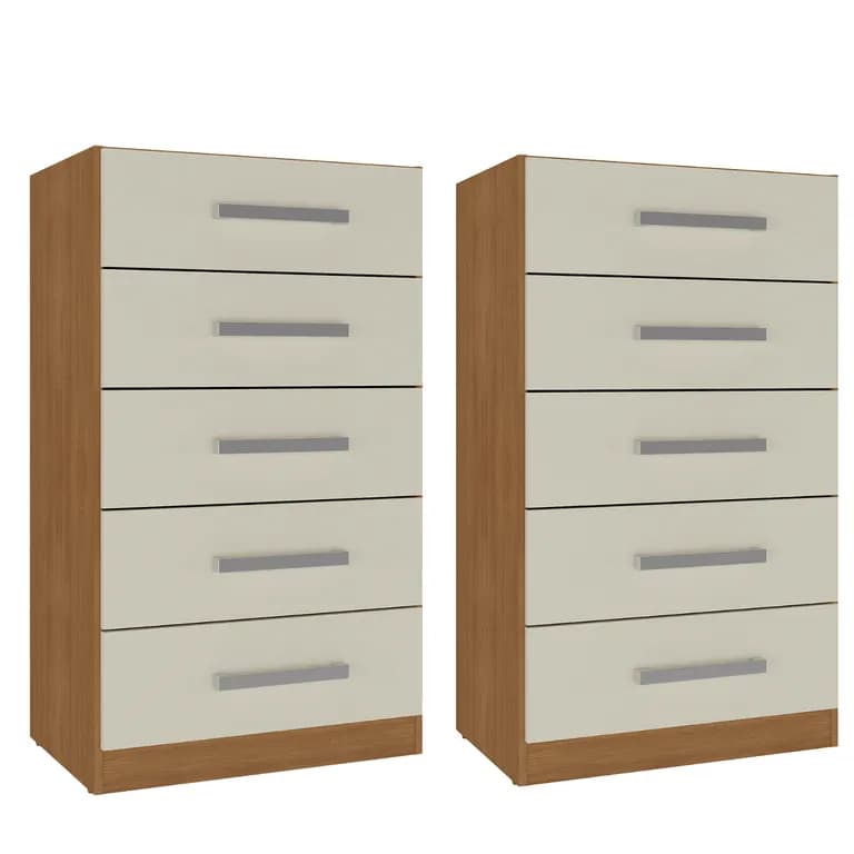 Combo 2 Comodas 5 Cajones 91x46x35 cm Off White R05X2