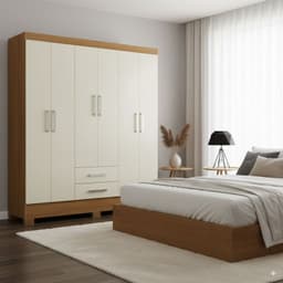Closet 6 puertas 2 Cajones 180x135x35 cm Off White R62