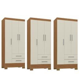 Combo 3 Closet 3 Puertas 2 Cajones 180x68x35 cm Off White R32X3